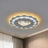 Nordic White Led Flush Mount Ceiling Light With Heart - Shaped Acrylic Shade