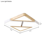 Nordic Wood And Metal Led Square Ceiling Mount Light In Gray/White/Green With Warm/White/Neutral