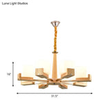 Nordic Wood Glass Cube Ceiling Lamp With Multiple Heads - Perfect For Living Room Lighting