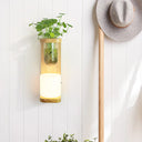 Nordic Wood Wall Sconce With Opal Glass Cylinder - 1-Head Light Fixture Featuring Clear Plant Cup