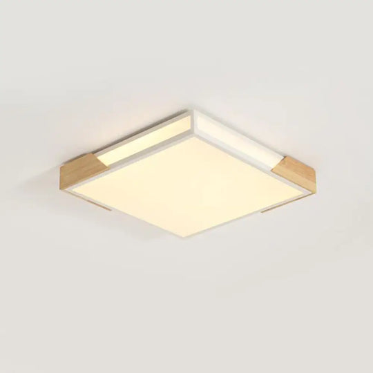 Nordic Wood-White Led Flush Light With Acrylic Ceiling Lamp - Warm/White 12/16/19.5 W White / 12