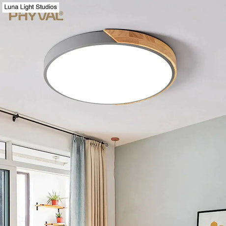 Nordic Wooden Ceiling Lamp Dimmable Led Lights Round 30-60 Size Diameter Ultra-Thin 5 Cm High 7