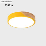 Nordic Wooden Ceiling Lamp Dimmable Led Lights Round 30-60 Size Diameter Ultra-Thin 5 Cm High 7