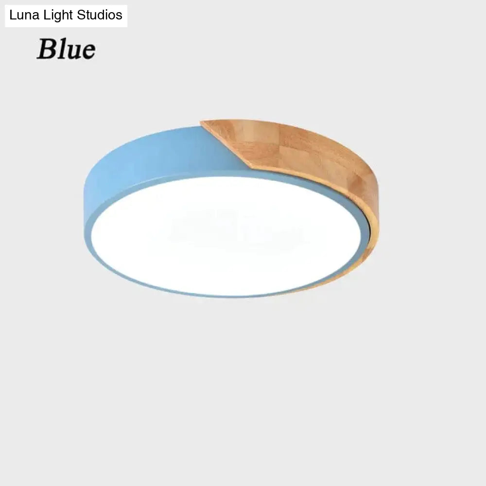 Nordic Wooden Ceiling Lamp Dimmable Led Lights Round 30-60 Size Diameter Ultra-Thin 5 Cm High 7