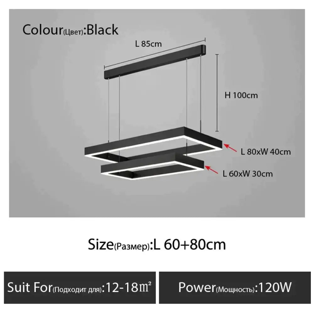 Nova Minimalist Rectangle Creative Chandelier L60 80cm / Warm White