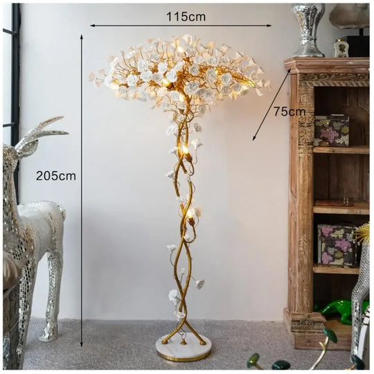 Novara Ginkgo Leaf Floor Lamp – Luxury Designer Standing Light L115 x H205 CM / cold white