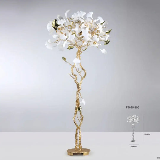 Novara Ginkgo Leaf Floor Lamp – Luxury Designer Standing Light L80 x H180 CM / cold white