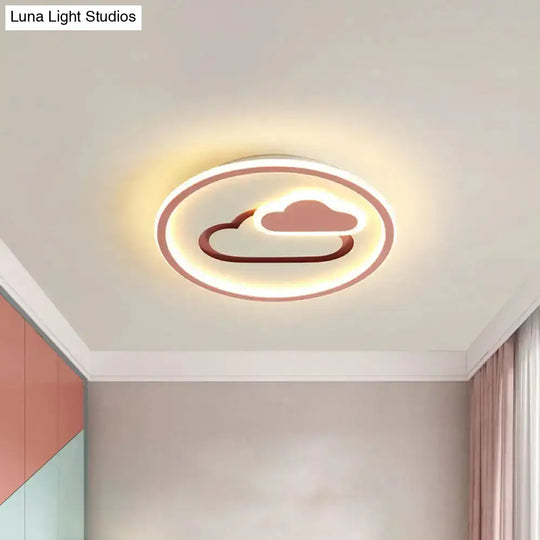 Nursery Ultra-Thin Led Ceiling Light In Kids Style Cloud Design - 16’/19.5’ Wide Acrylic