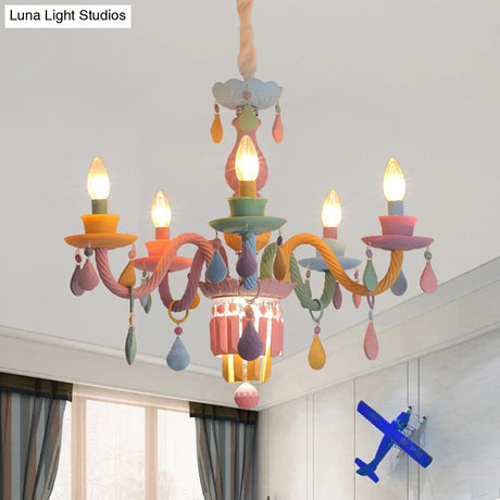 Nursing Room Chandelier: Multi-Color Pendant Light With Teardrop Glass For A Welcoming Foyer