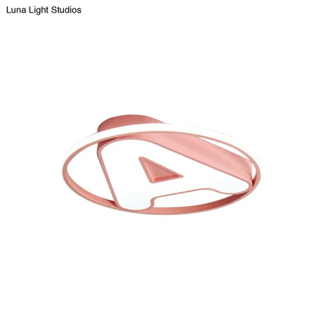 Nursing Room Led Circular Ceiling Lamp - Acrylic Kids Mount Light With Letter A