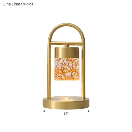 Nusakan - Simplicity Clear Glass Led Desk Light With U-Shaped Metal Frame Gold