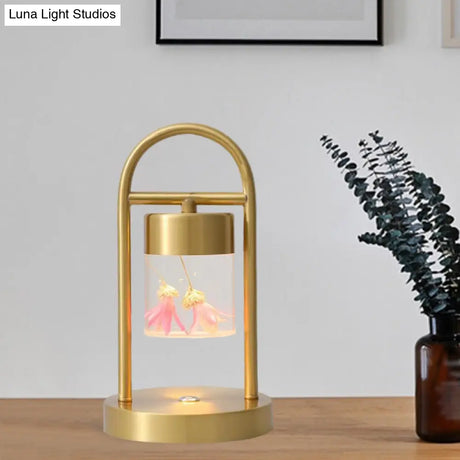 Nusakan - Simplicity Clear Glass Led Desk Light With U-Shaped Metal Frame Gold