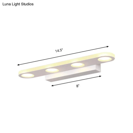 Oblong Bathroom Led Vanity Light Acrylic 4/6 Lights Simplicity Wall Mounted Mirror Lighting In