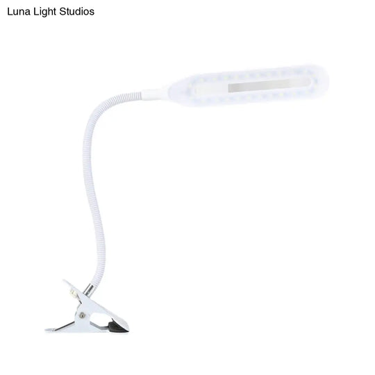Oblong Shade Led Clip-On Desk Light With Eye-Caring Technology For Reading Black/White