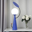 Olga - Orb Night Table Light: Modern Opal Glass Blue/Gold Led Nightstand Lamp Blue