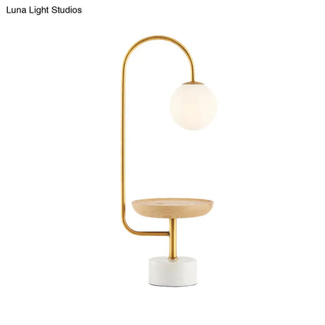 Opal Frosted Glass Asian Table Lamp Sphere Living Room Nightstand Light