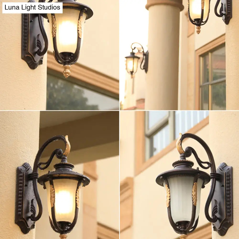 Opal Glass Bell Wall Lamp Traditional Sconce Light In Black
