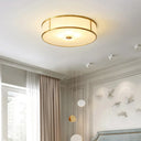 Opal Glass Cylinder Flush Mount Ceiling Light In Gold - Traditional Bedroom Lighting 3 /