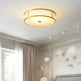 Opal Glass Cylinder Flush Mount Ceiling Light In Gold - Traditional Bedroom Lighting 3 /