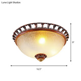 Opal Glass Domed Flush Lamp Countryside Ceiling Mounted Fixture - Brown (13’/16.5’ Wide)
