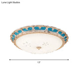 Opal Glass Domed Flush Light Fixture Countryside Led Bedroom Mounted Lamp 13’/16’/19.5’ In