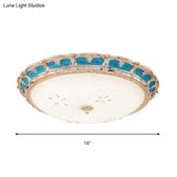 Opal Glass Domed Flush Light Fixture Countryside Led Bedroom Mounted Lamp 13’/16’/19.5’ In