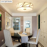 Opal Glass Flush Mount Lamp With Brass Finish - Bedroom Ceiling Fixture (3/4/6 Lights)