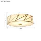 Opal Glass Flush Mount Lamp With Brass Finish - Bedroom Ceiling Fixture (3/4/6 Lights)