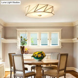 Opal Glass Flush Mount Lamp With Brass Finish - Bedroom Ceiling Fixture (3/4/6 Lights)