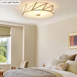 Opal Glass Flush Mount Lamp With Brass Finish - Bedroom Ceiling Fixture (3/4/6 Lights)