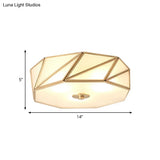 Opal Glass Flush Mount Lamp With Brass Finish - Bedroom Ceiling Fixture (3/4/6 Lights)