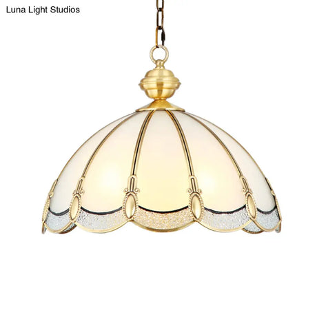 Opal Glass Gold Chandelier Umbrella Pendant Light Fixture For Dining Room