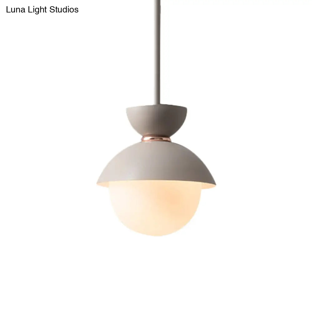 Opal Glass Hourglass Pendant Light With 1 Bulb - Ideal For Restaurants Available In Blue Pink And