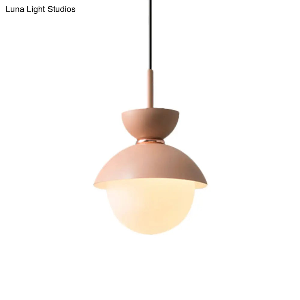 Opal Glass Hourglass Pendant Light With 1 Bulb - Ideal For Restaurants Available In Blue Pink And