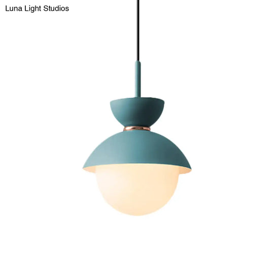 Opal Glass Hourglass Pendant Light With 1 Bulb - Ideal For Restaurants Available In Blue Pink And