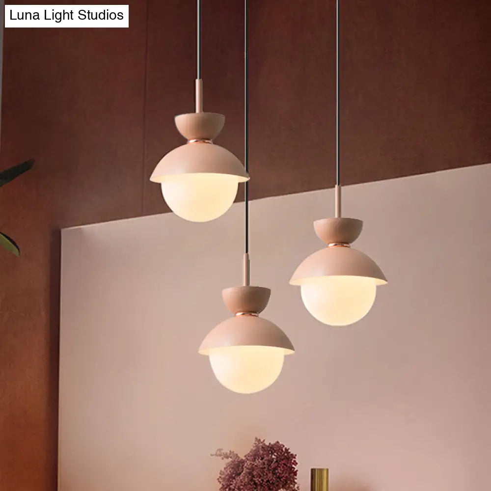 Opal Glass Hourglass Pendant Light With 1 Bulb - Ideal For Restaurants Available In Blue Pink And