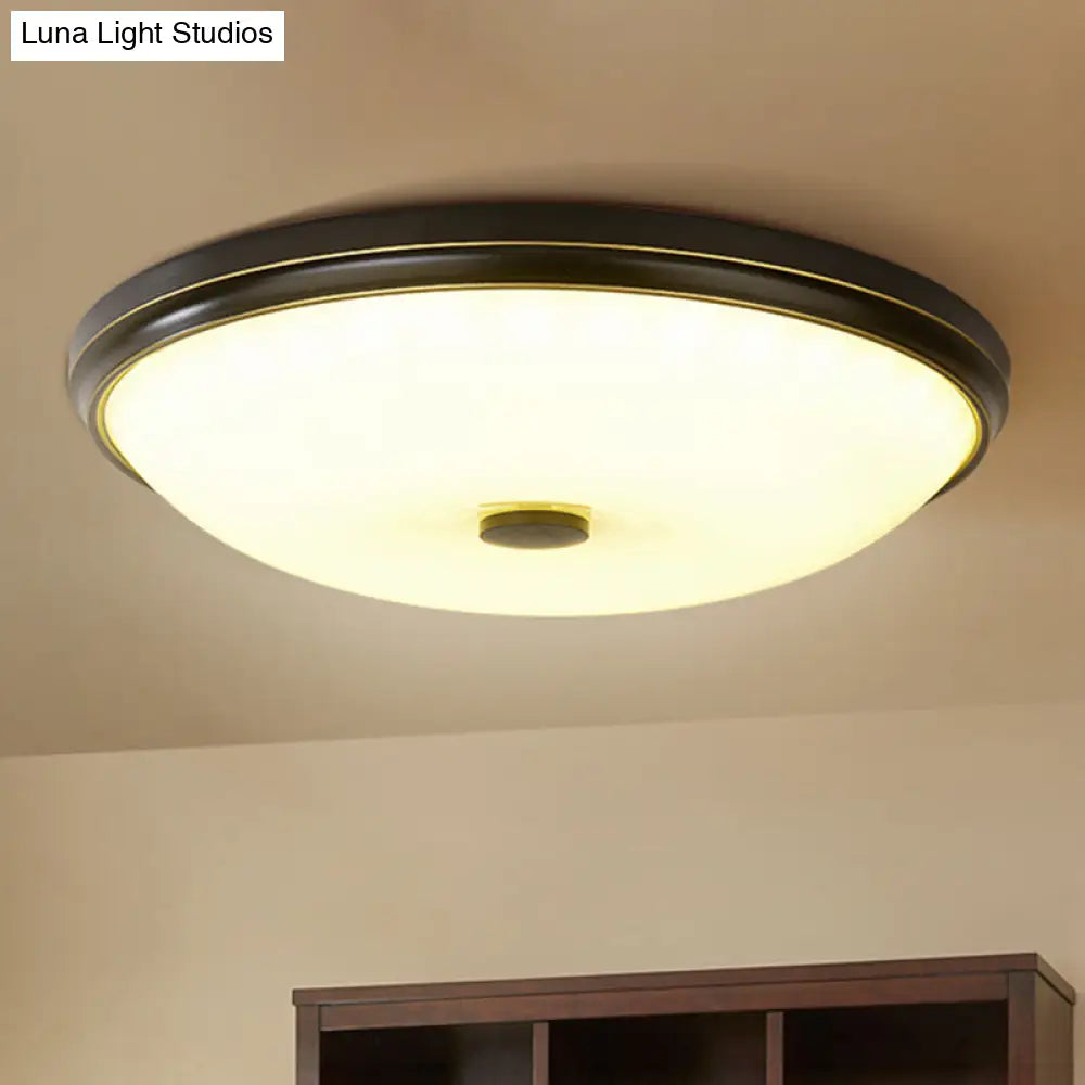Opal Glass Led Flush Mount Ceiling Light - Traditional Bedroom Lighting Black / 10