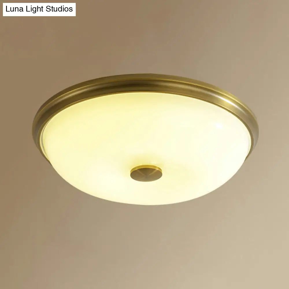 Opal Glass Led Flush Mount Ceiling Light - Traditional Bedroom Lighting Gold / 10