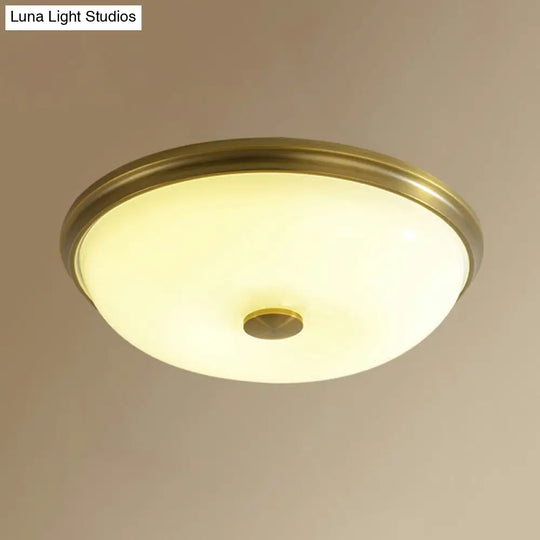 Opal Glass Led Flush Mount Ceiling Light - Traditional Bedroom Lighting Gold / 10