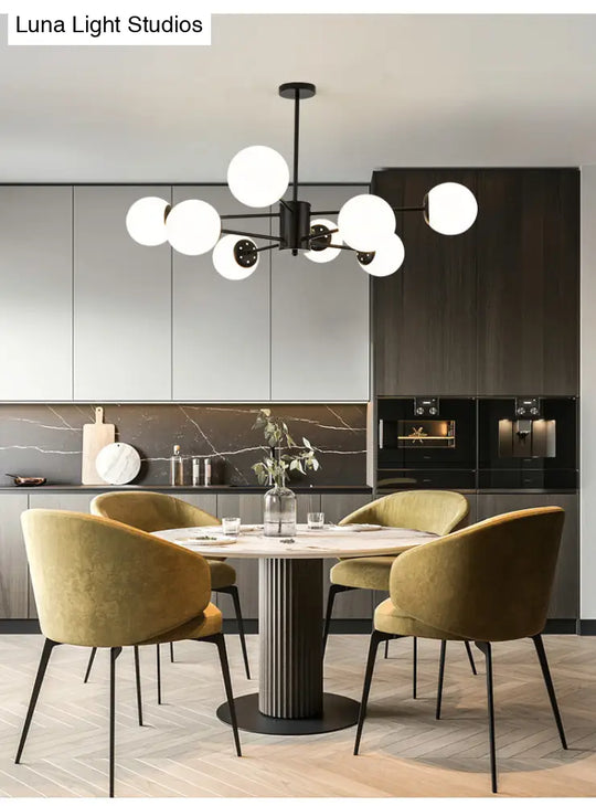 Opal Glass Living Room Ceiling Chandelier: Modern Minimalistic Suspension Lamp