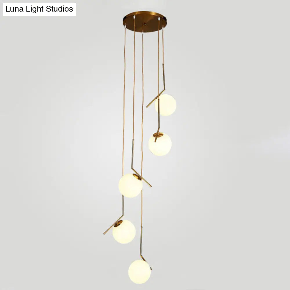 Sleek Opal Glass Pendant Lamp With Multi Light Spheres - Minimalist Design Perfect For Living Rooms