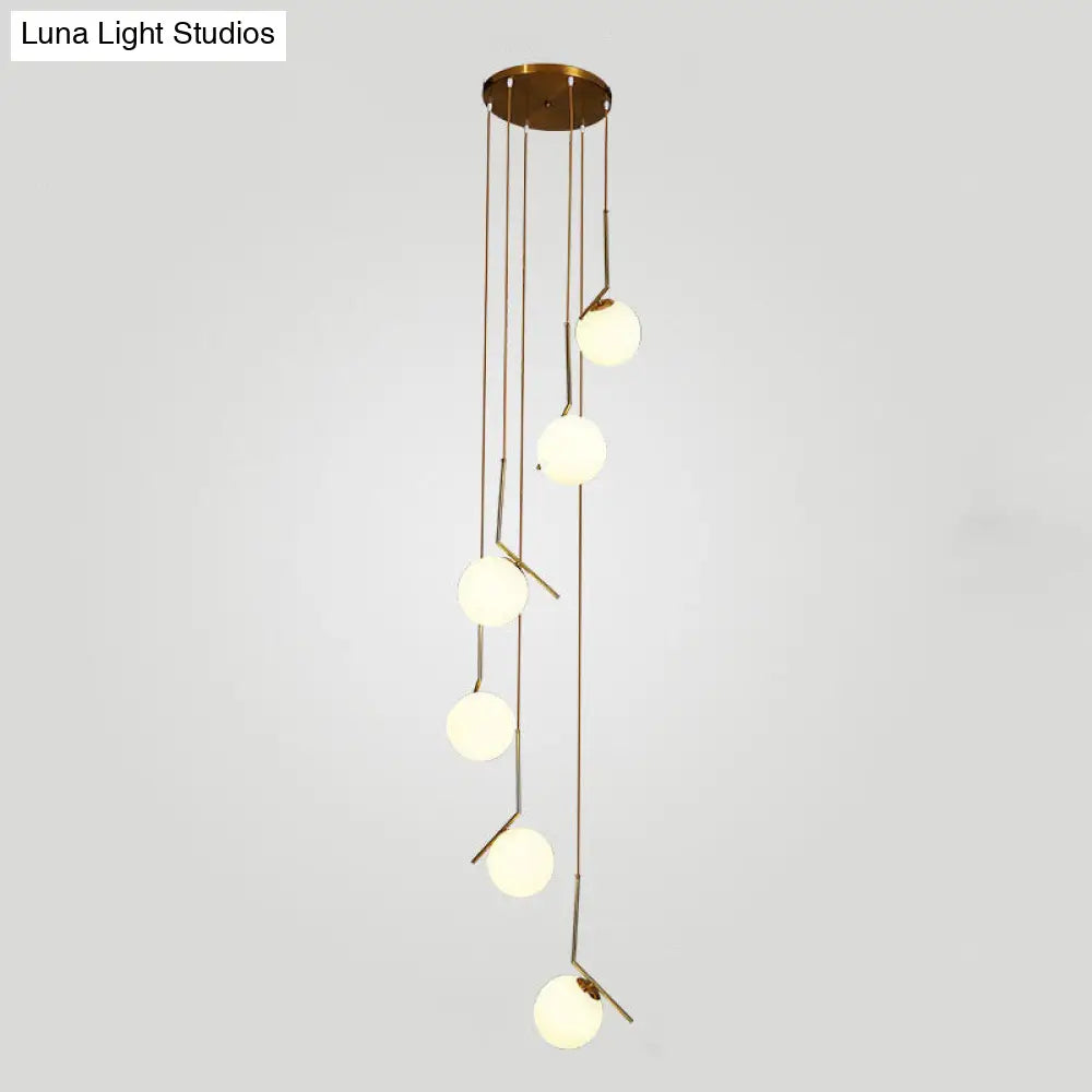 Sleek Opal Glass Pendant Lamp With Multi Light Spheres - Minimalist Design Perfect For Living Rooms