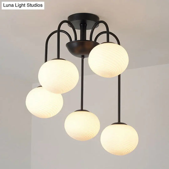 Opal Glass Nordic Led Flush Mount Ceiling Light For Dining Room 5 / Black