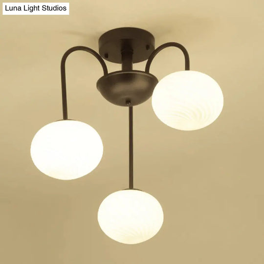 Opal Glass Nordic Led Flush Mount Ceiling Light For Dining Room 3 / Black