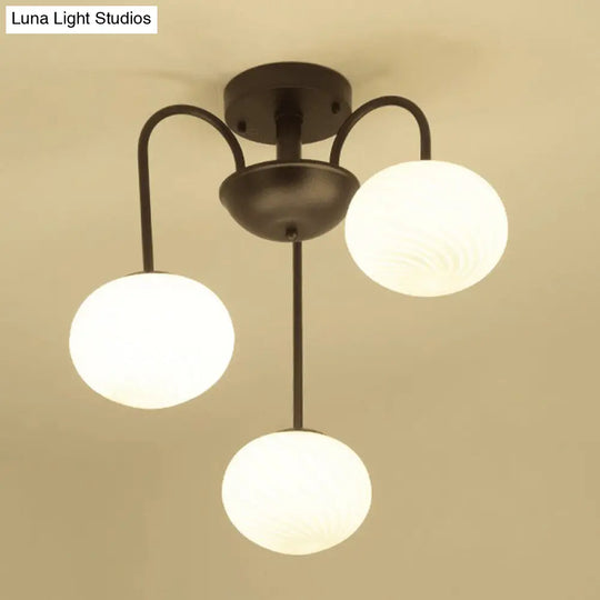 Opal Glass Nordic Led Flush Mount Ceiling Light For Dining Room 3 / Black