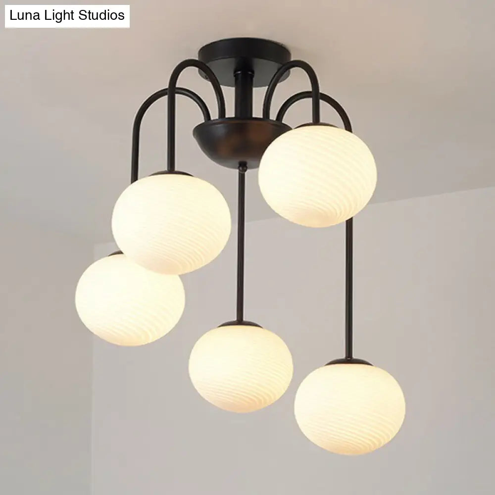 Opal Glass Nordic Led Flush Mount Ceiling Light For Dining Room 5 / Black