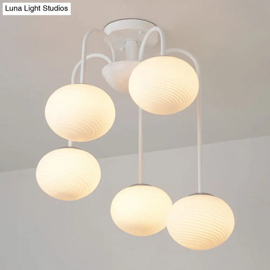 Opal Glass Nordic Led Flush Mount Ceiling Light For Dining Room 5 / White