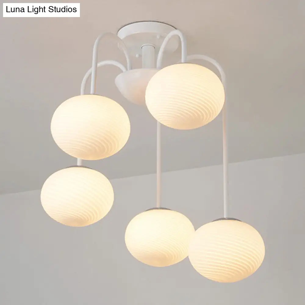 Opal Glass Nordic Led Flush Mount Ceiling Light For Dining Room 5 / White