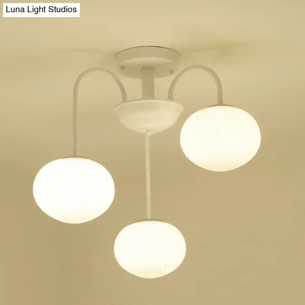 Opal Glass Nordic Led Flush Mount Ceiling Light For Dining Room 3 / White