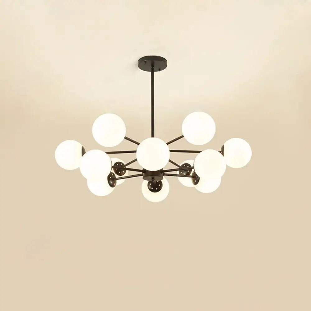 Opal Glass Radial Chandelier - Postmodern Pendant Light For Living Room 12 / Black